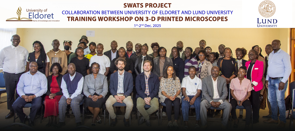 Mr. Per Wilhelmsson  (left) and Mr Jacob de Fine Licht (right) guiding the participants on how to build a 3D-microscope. 