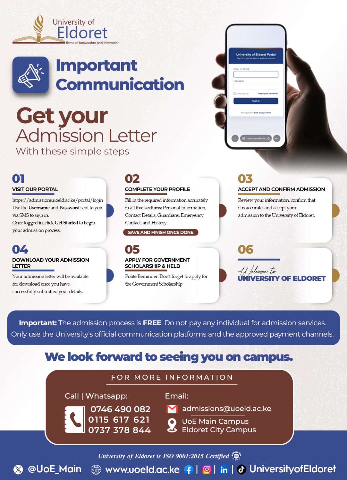 Admissions communication