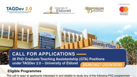 Call for Applications: 26 PhD Graduate Teaching Assistantship Positions at the University of Eldoret, Kenya