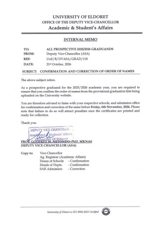 Notice to 2025/2026 Graduands: Confirmation and Correction of Order of Names